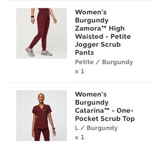 Figs burgundy one pocket Catarina scrub top Large